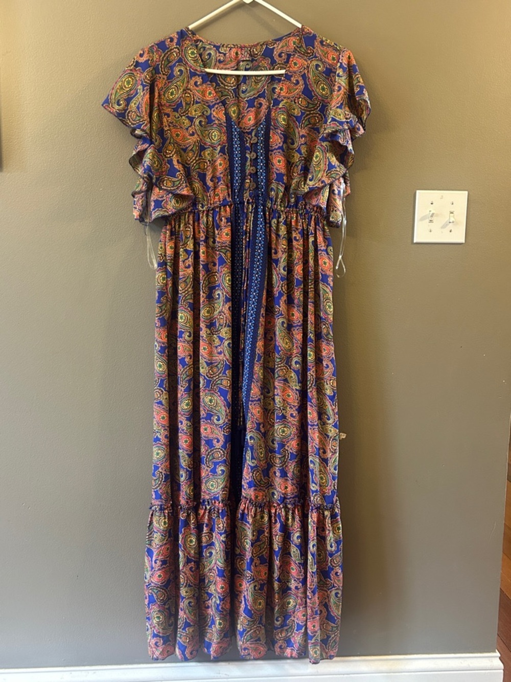 Me 2 Magic Floral Maxi Dress Blue green yellow Bohemian Festival XL Anthro